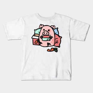 Cute Cartoon Piggy Playing Games Kids T-Shirt